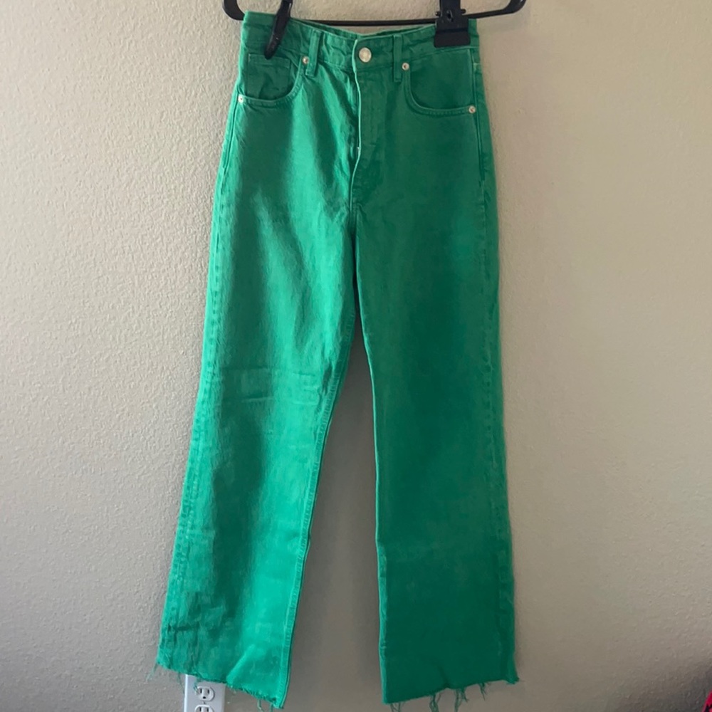 Green Zara high waist pants